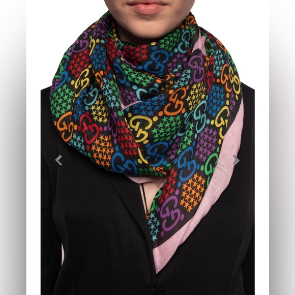 NEW GUCCI Psychedelic GG Scarf - Picture 1 of 8